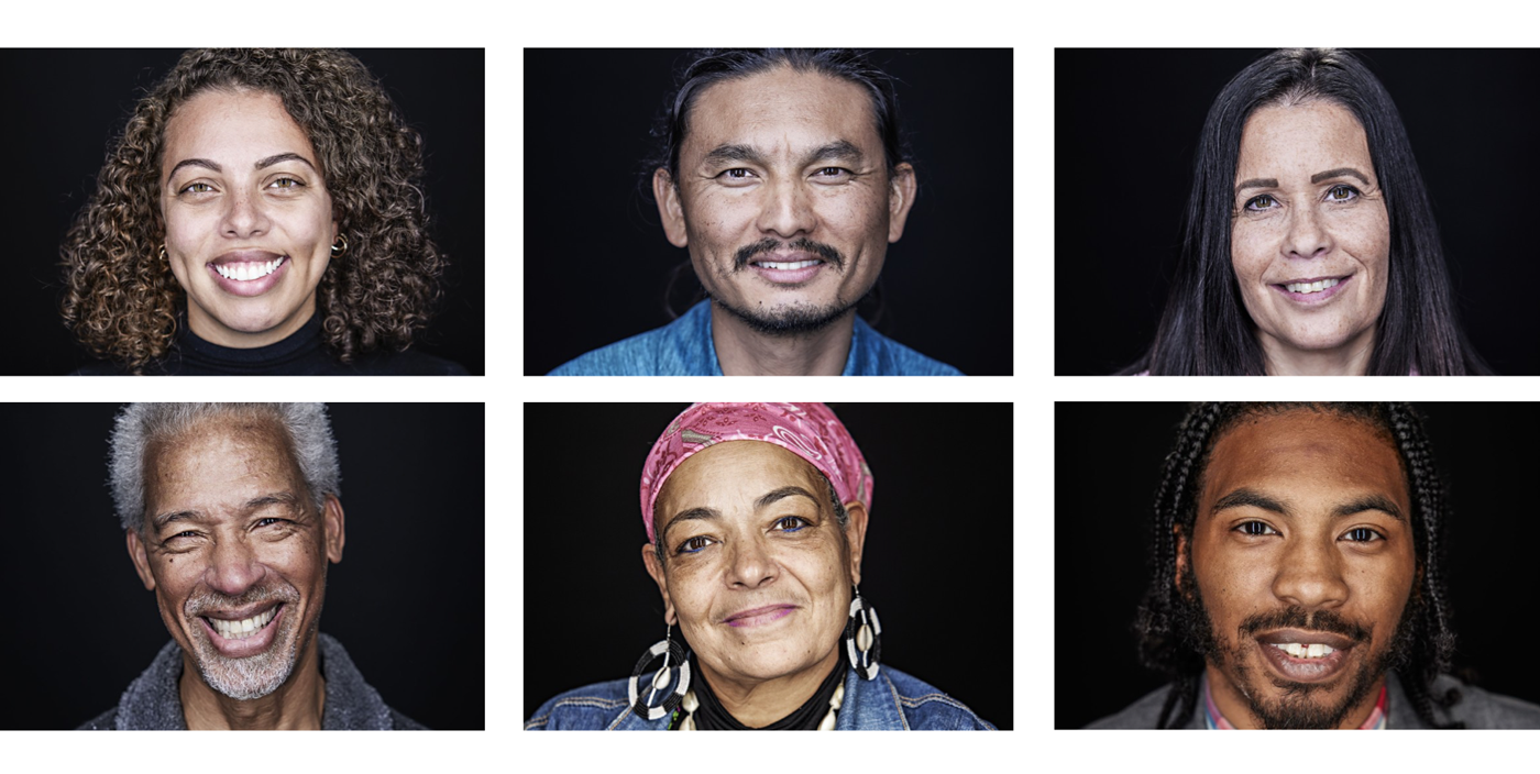 Image grid of portraits of individuals whose stories are highlighted by the DFJ campain