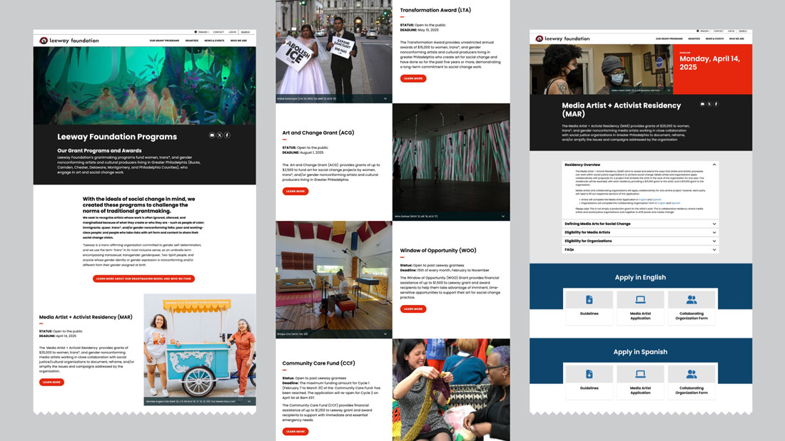 3 compiled mockups from the website's desktop experience