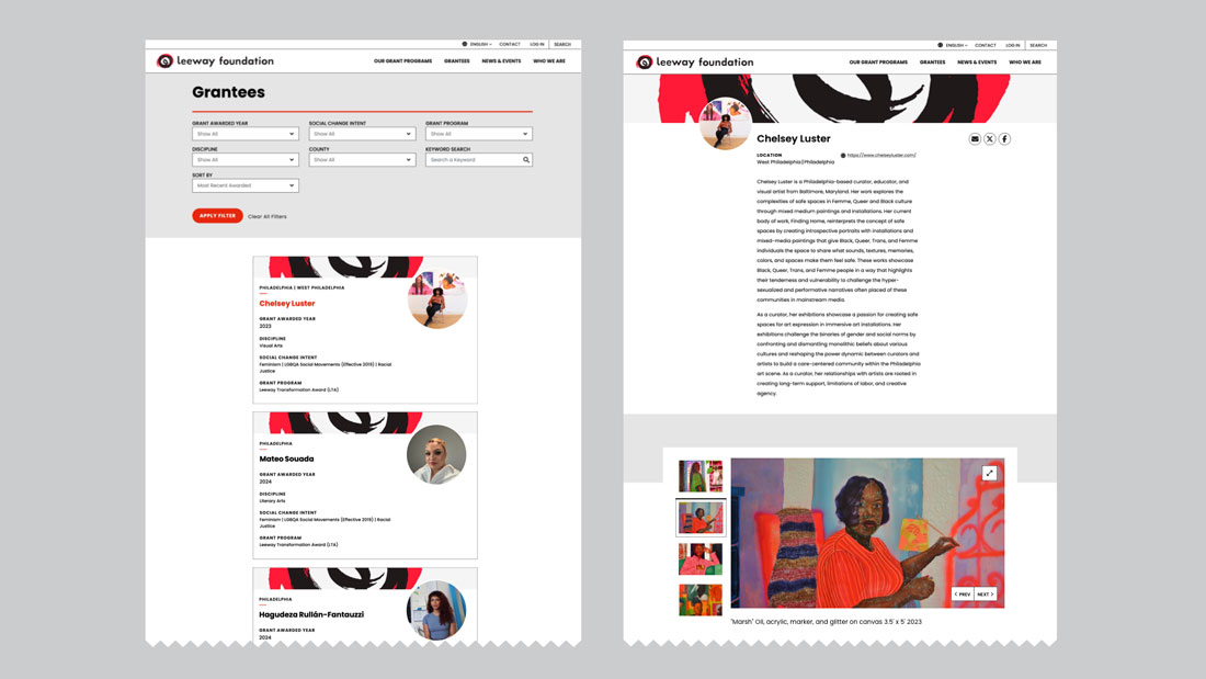 3 compiled mockups from the website's desktop experience