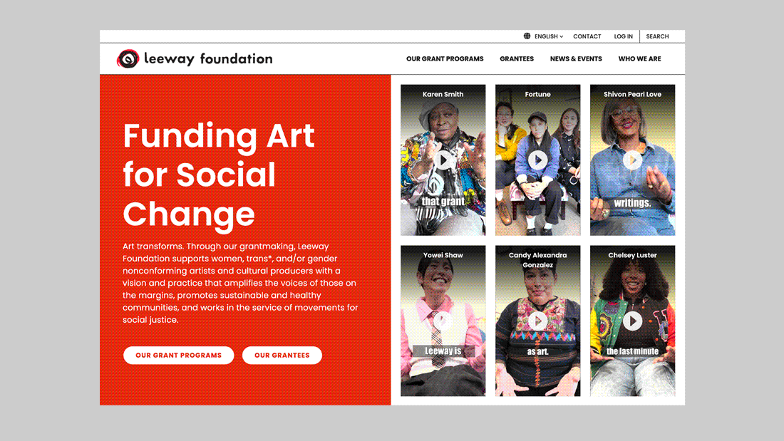 animated scroll of the homepage's website